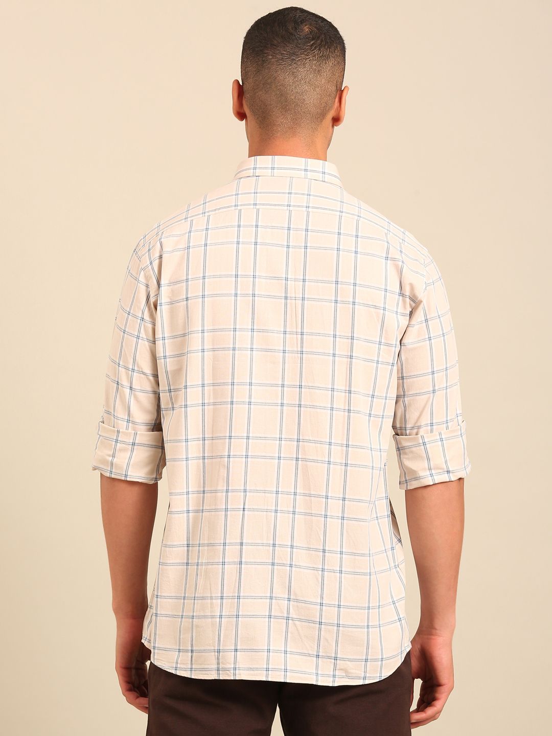 Cavallo by Linen Club Men's Contemporary Fit Linen blend Full Sleeve Checked Shirt CASFCK8039029