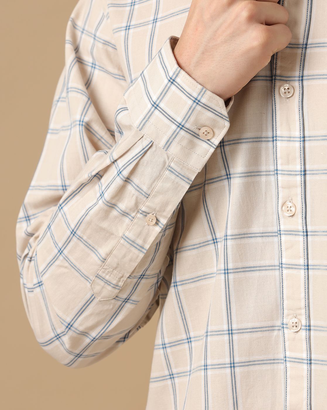 Cavallo by Linen Club Men's Contemporary Fit Linen blend Full Sleeve Checked Shirt CASFCK8039029