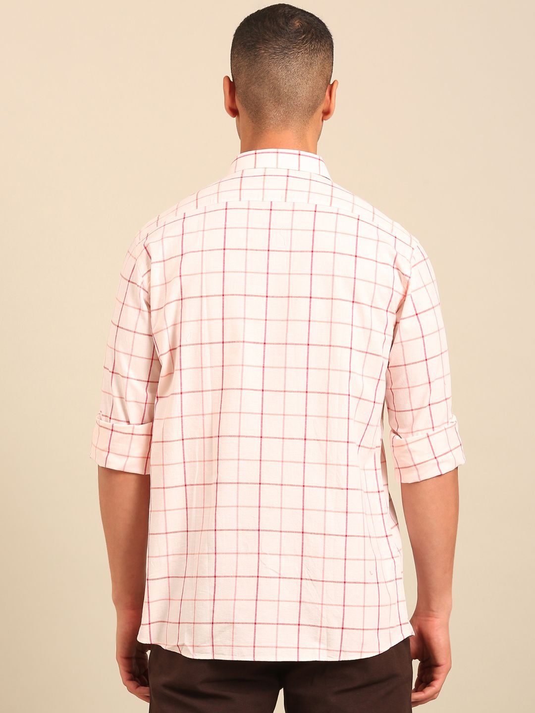 Cavallo by Linen Club Men's Contemporary Fit Linen blend Full Sleeve Checked Shirt CASFCK8049081