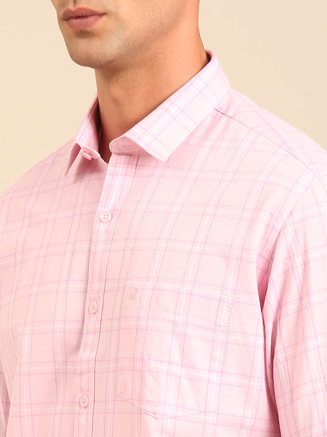 Cavallo by Linen Club Men's Contemporary Fit Linen blend Full Sleeve Checked Shirt CASFCK8059103