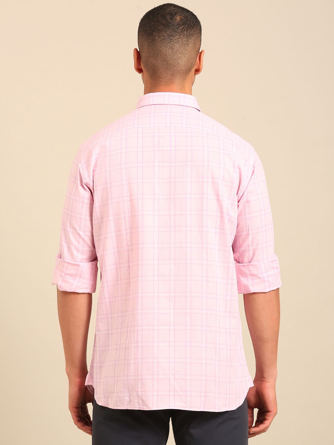 Cavallo by Linen Club Men's Contemporary Fit Linen blend Full Sleeve Checked Shirt CASFCK8059103