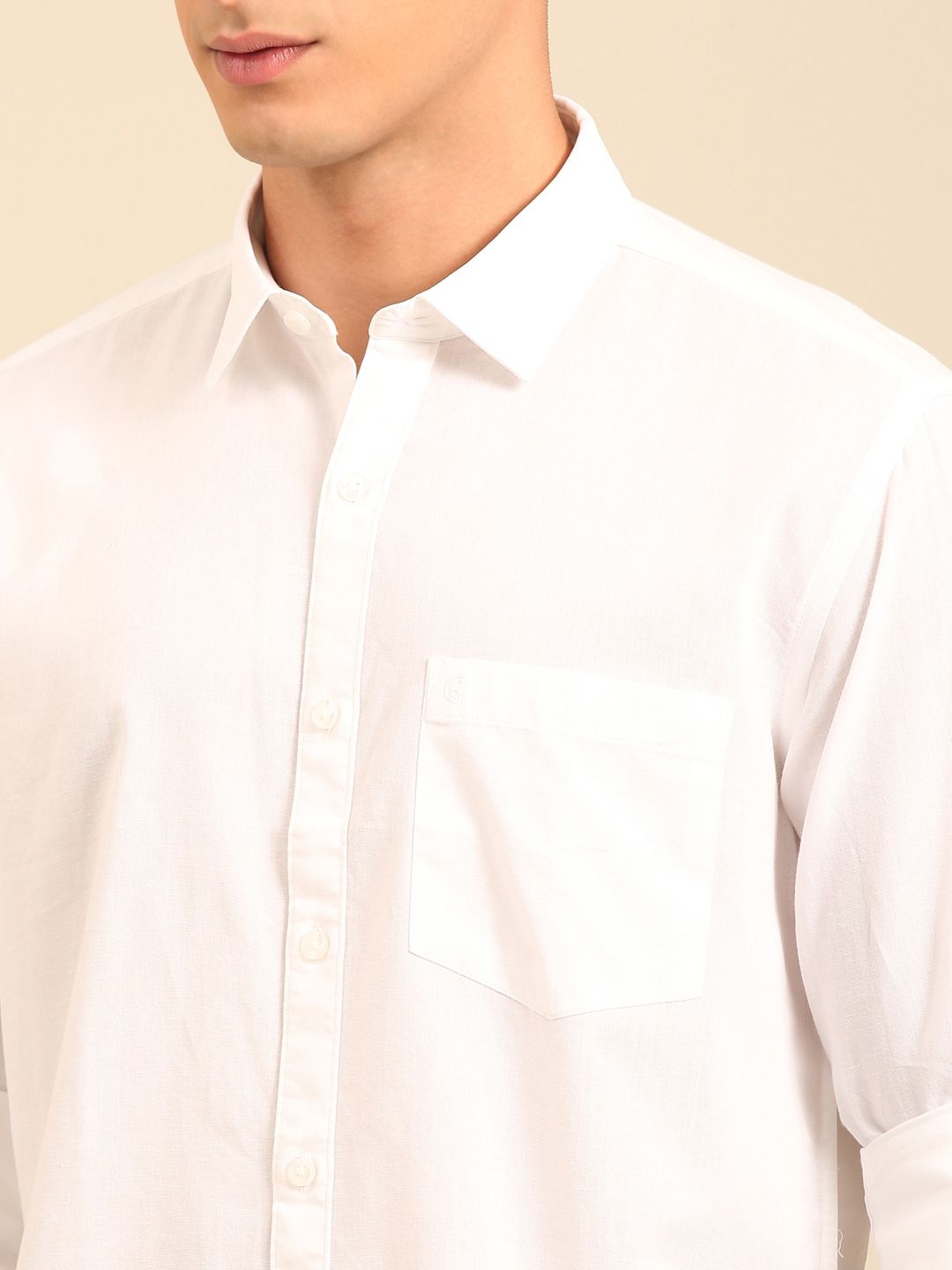 Cavallo By Linen Club Men's Full Sleeve Contemporary Fit Linen-Cotton Solid Shirt