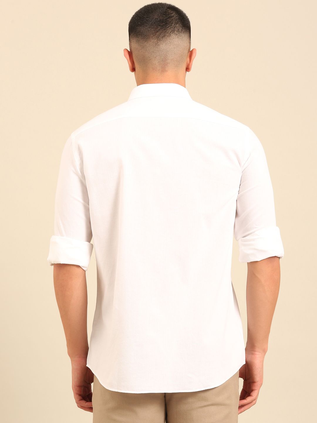 Cavallo By Linen Club Men's Full Sleeve Contemporary Fit Linen-Cotton Solid Shirt