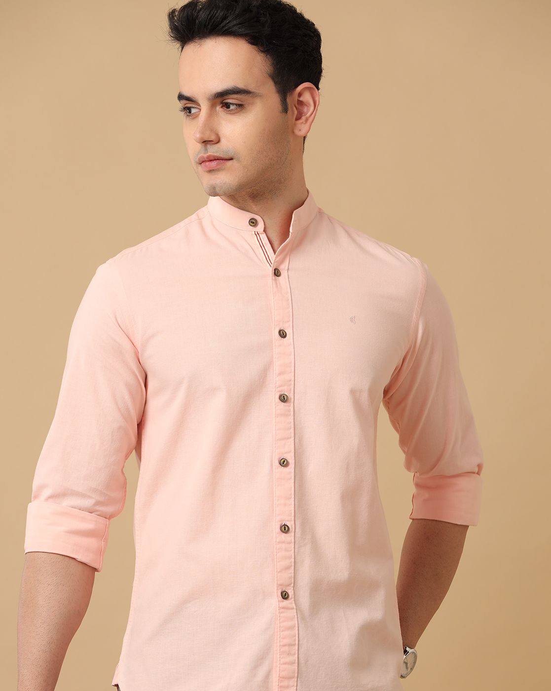 Cavallo By Linen Club Men's Pink Solid Contemporary Fit Full Sleeve Casual Shirt