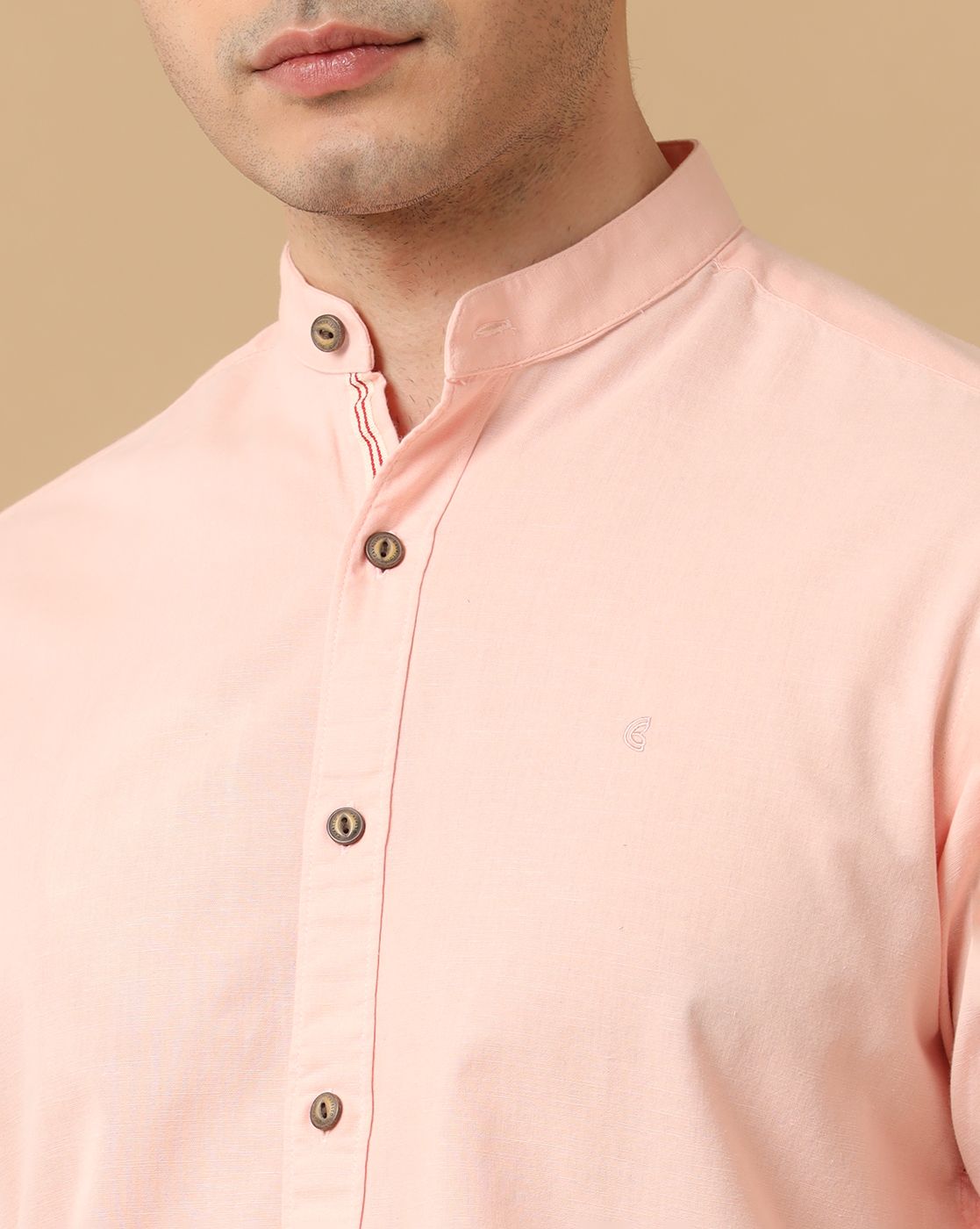 Cavallo By Linen Club Men's Pink Solid Contemporary Fit Full Sleeve Casual Shirt