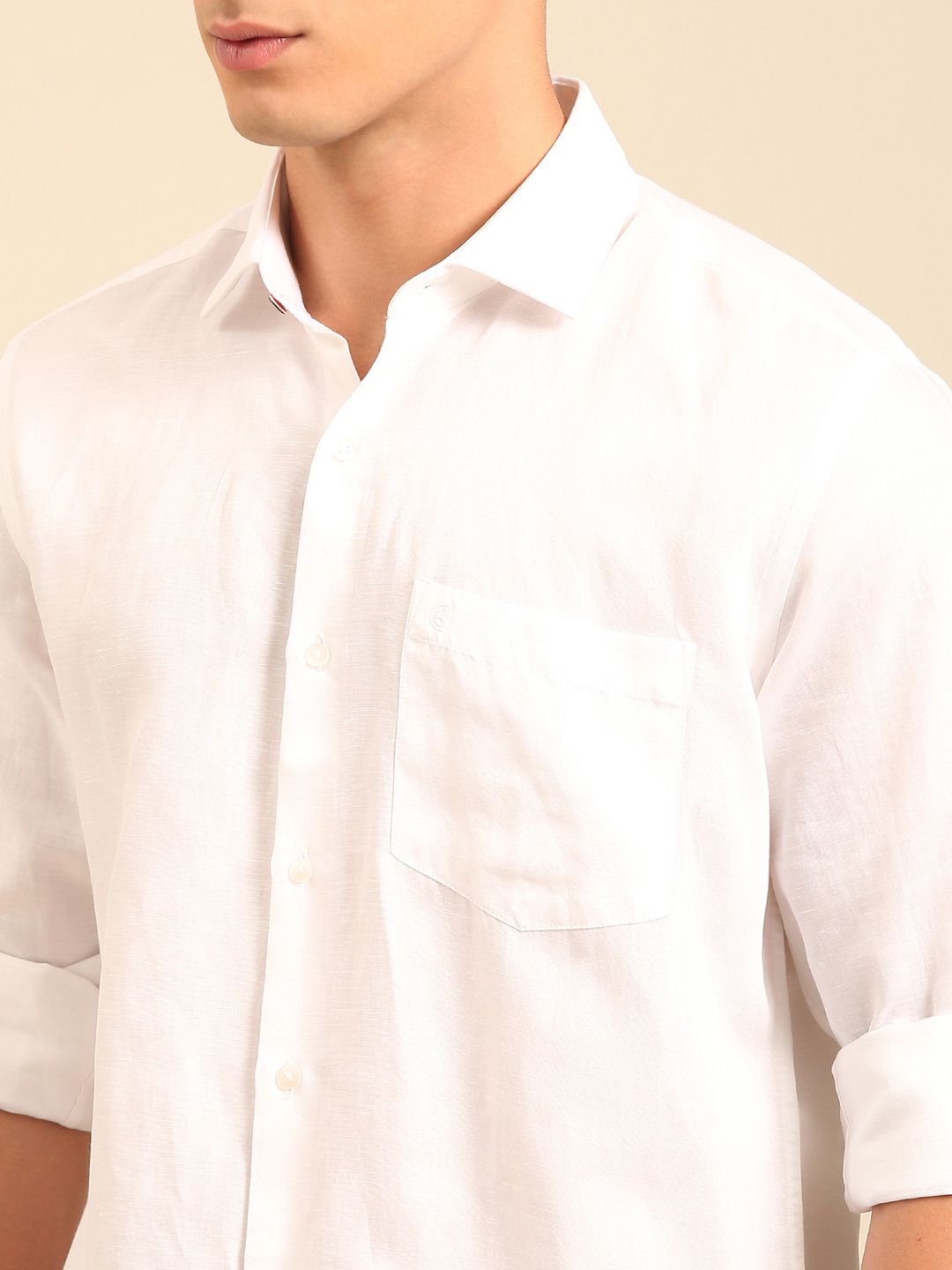 Cavallo by Linen Club Men's Contemporary Fit Linen blend Full Sleeve Solid Shirt CASFSD856M315