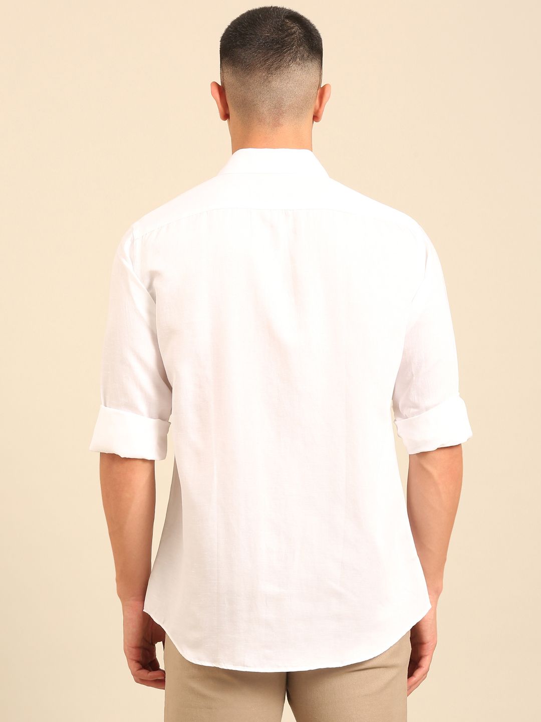 Cavallo by Linen Club Men's Contemporary Fit Linen blend Full Sleeve Solid Shirt CASFSD856M315