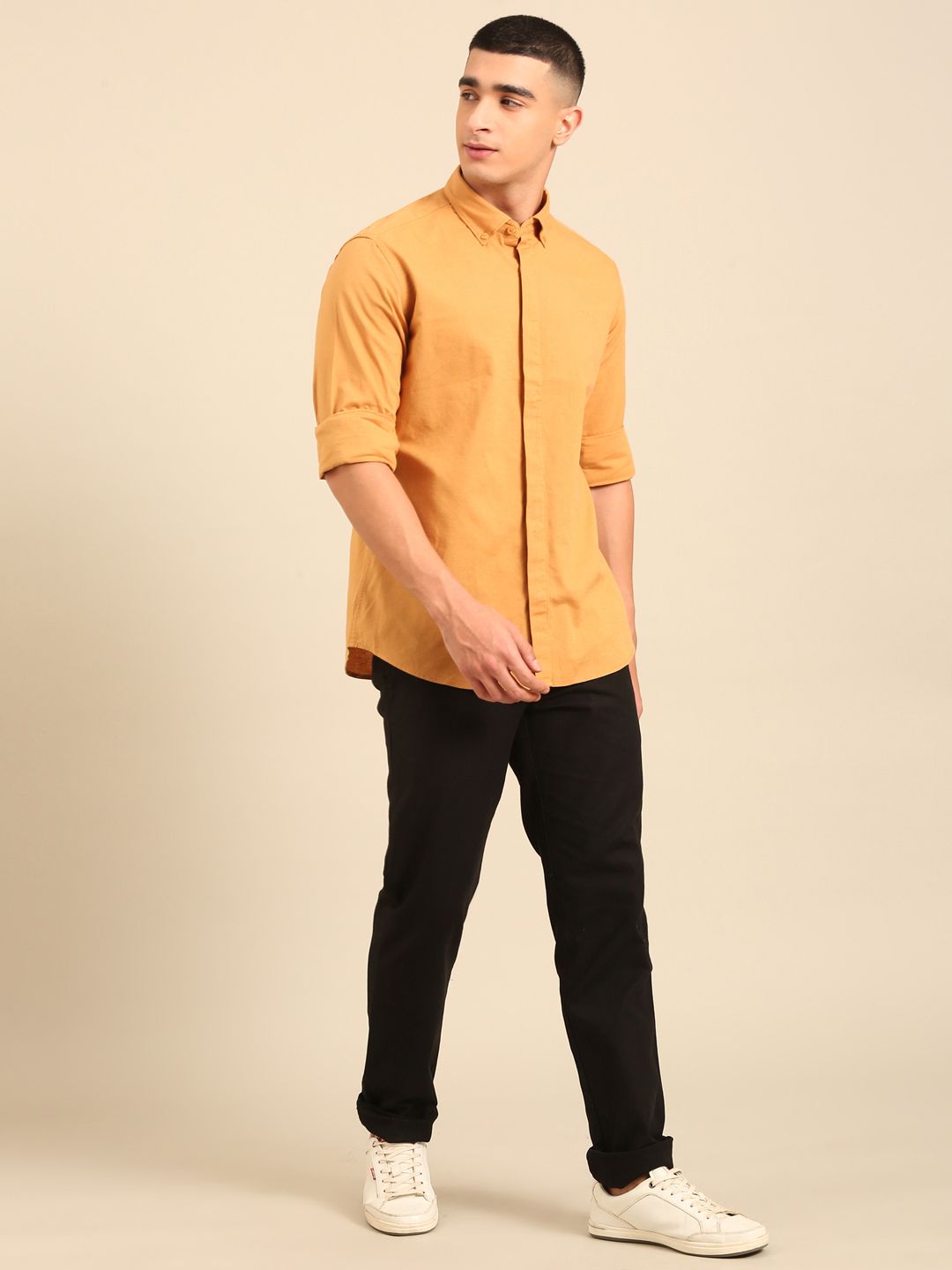 Cavallo by Linen Club Men's Contemporary Fit Linen blend Full Sleeve Solid Shirt CASFSD861L986
