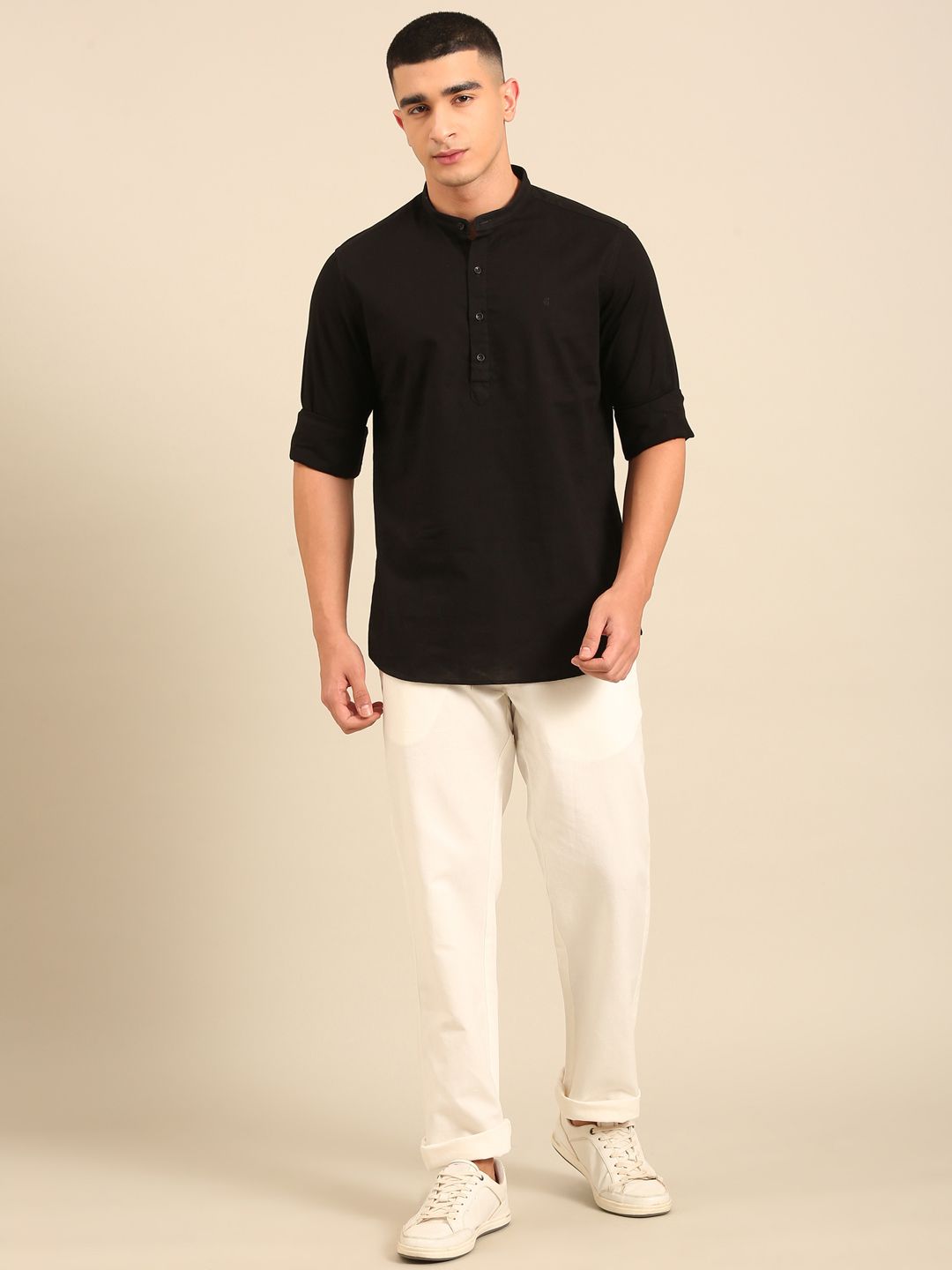 Cavallo by Linen Club Men's Contemporary Fit Linen blend Full Sleeve Solid Shirt CASFSD863O012