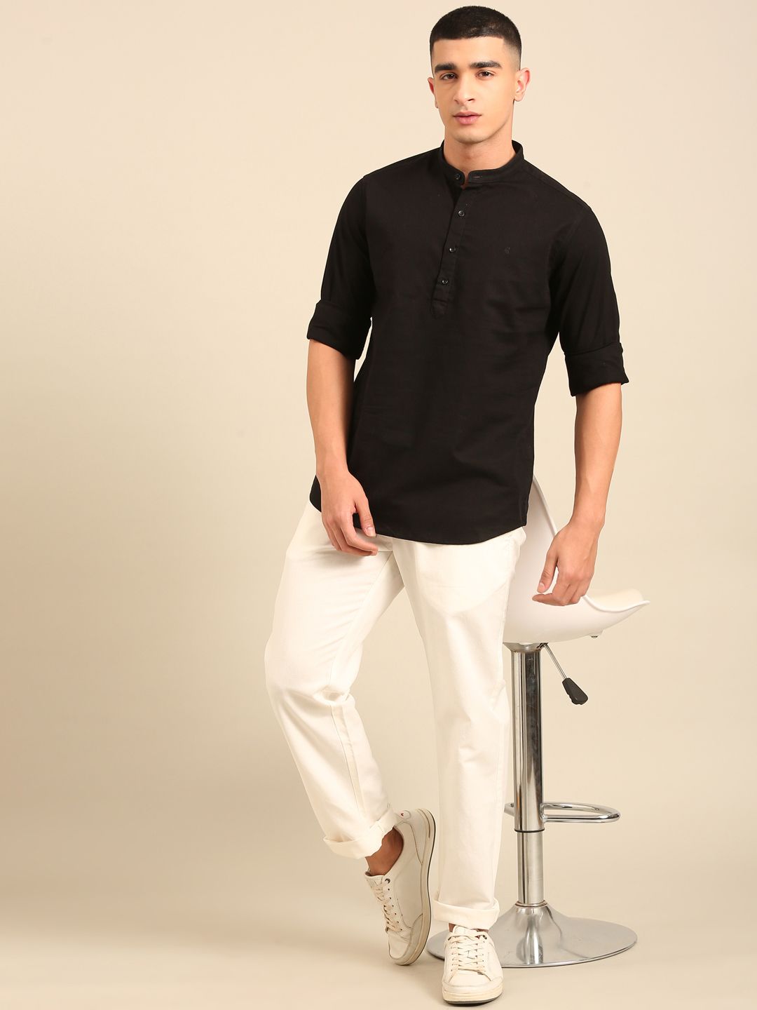 Cavallo by Linen Club Men's Contemporary Fit Linen blend Full Sleeve Solid Shirt CASFSD863O012