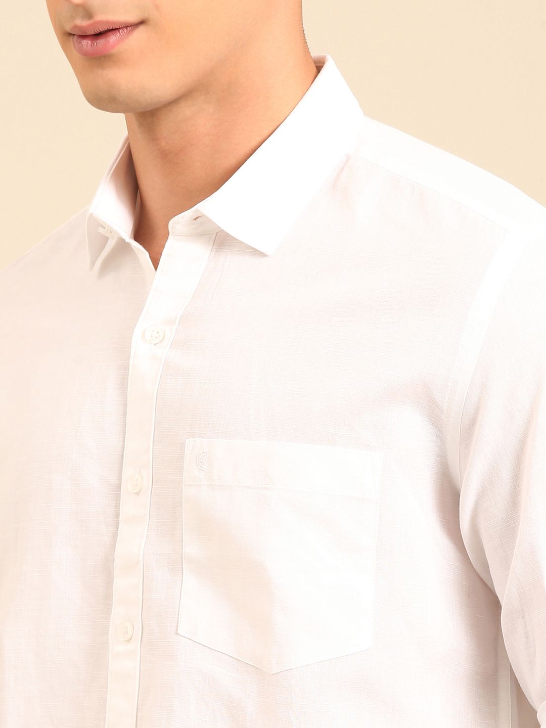 Cavallo by Linen Club Men's Contemporary Fit Linen blend Full Sleeve Solid Shirt CASFSDN02L834
