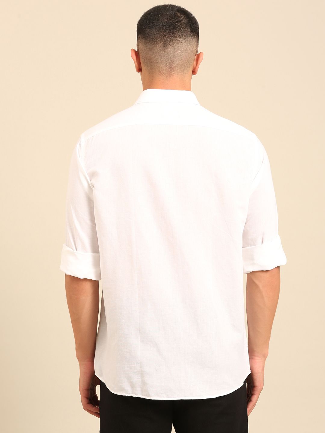 Cavallo by Linen Club Men's Contemporary Fit Linen blend Full Sleeve Solid Shirt CASFSDN02L834