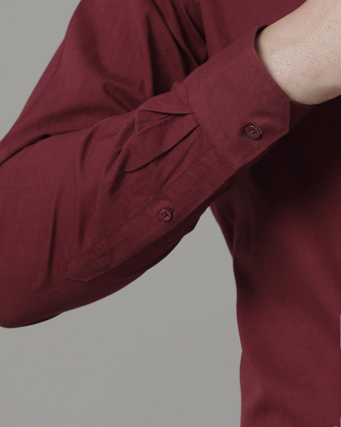 Men's Blended Linen Maroon Solid Contemporary Fit Half Sleeve Sleeve Casual Shirt