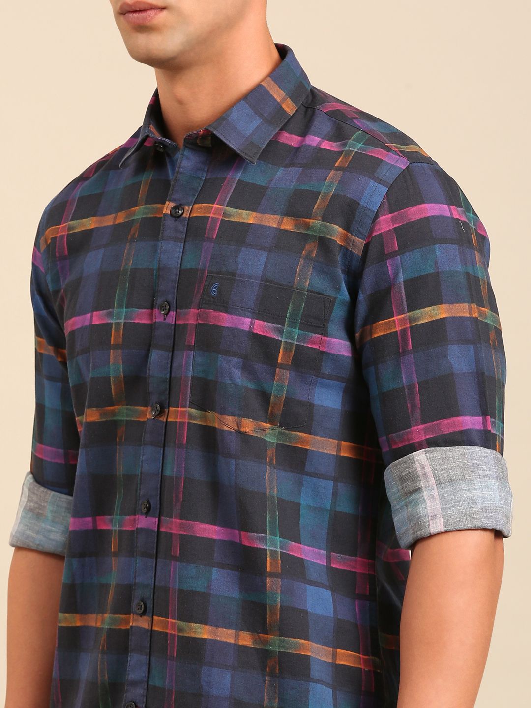 Cavallo by Linen Club Men's Contemporary Fit Linen blend Half Sleeve Solid Shirt CASHSD8039389