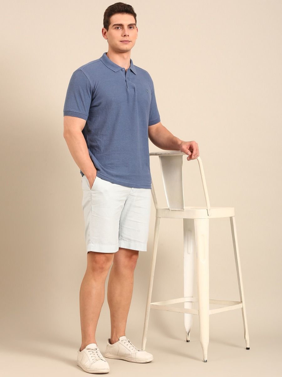 CAVALLO By Linen Club Men's Blended Linen White Solid Contemporary Fit Shorts