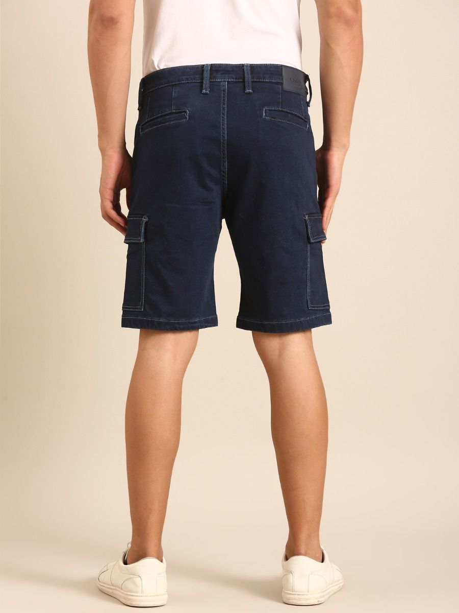 CAVALLO by Linen Club Men's Blended Linen Blue Solid Contemporary Fit Casual Shorts CAVALLO by Linen Club Men's Blended Linen Blue Solid Contemporary Fit Casual Shorts