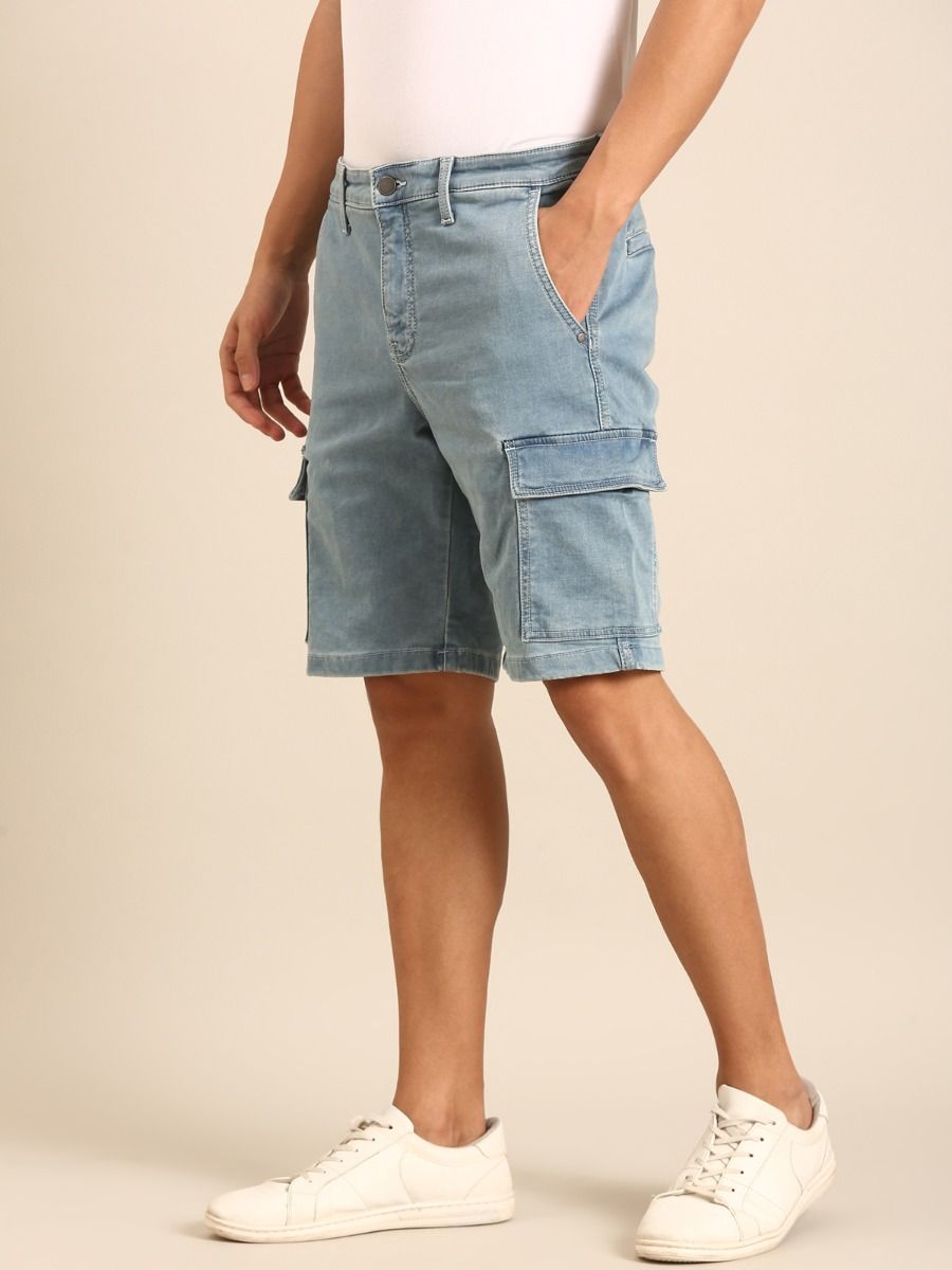 CAVALLO by Linen Club Men's Blended Linen Light Blue Solid Contemporary Fit Casual Shorts CAVALLO by Linen Club Men's Blended Linen Light Blue Solid Contemporary Fit Casual Shorts