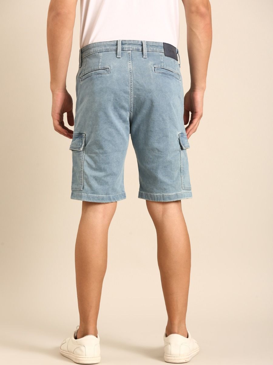 CAVALLO by Linen Club Men's Blended Linen Light Blue Solid Contemporary Fit Casual Shorts CAVALLO by Linen Club Men's Blended Linen Light Blue Solid Contemporary Fit Casual Shorts