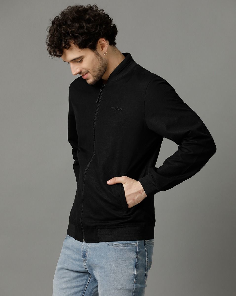 Men's Black Solid Jacket