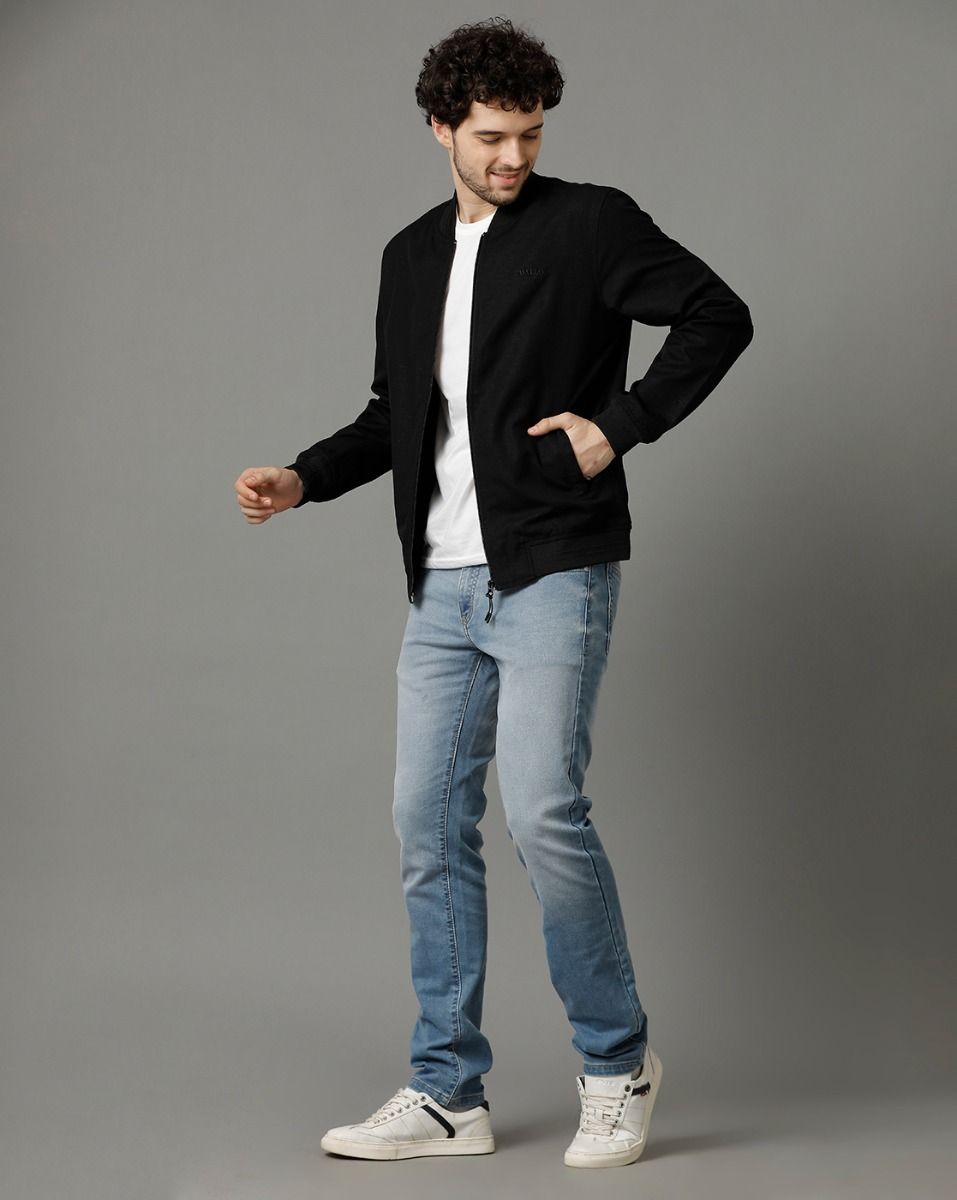 Men's Black Solid Jacket