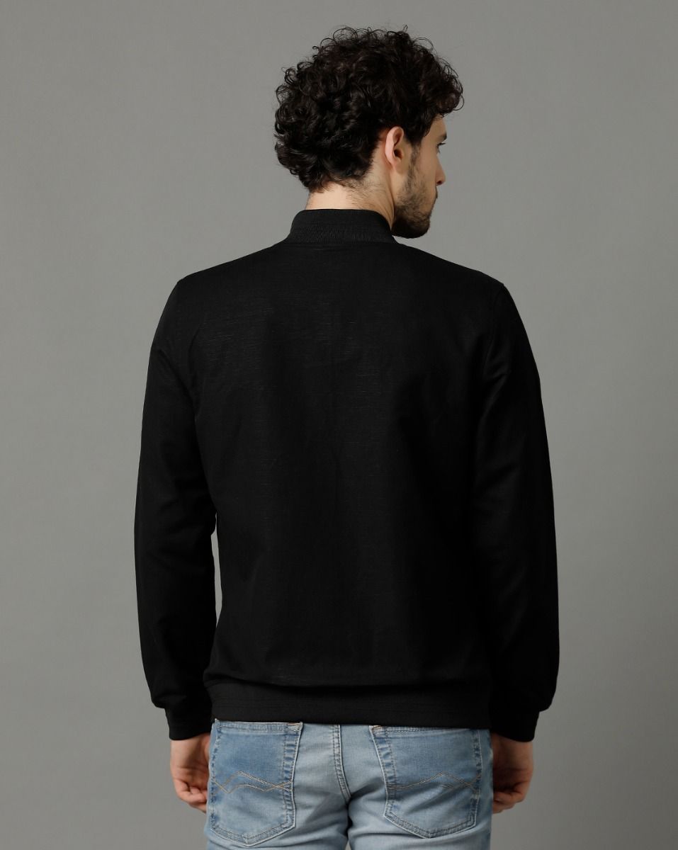 Men's Black Solid Jacket