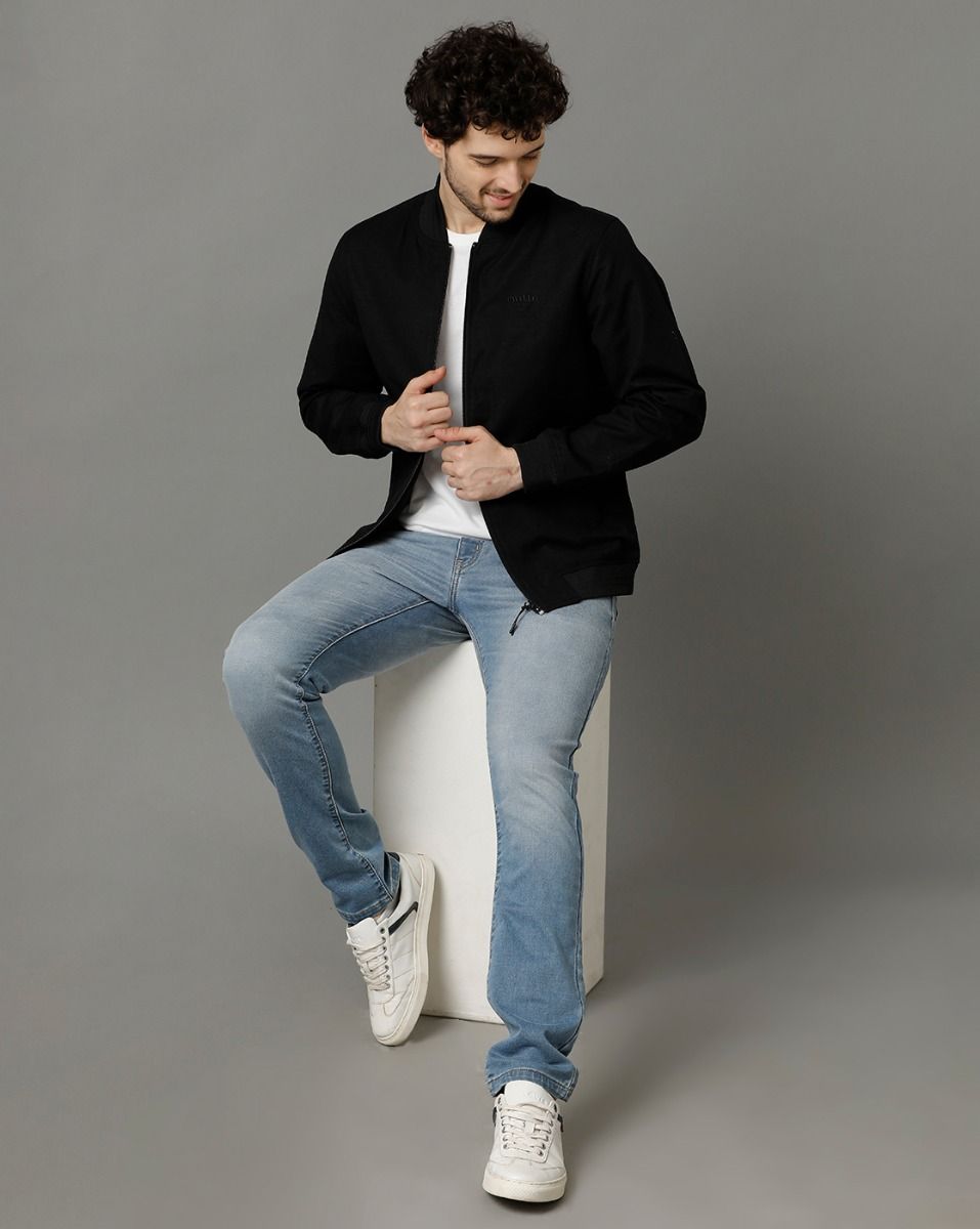 Men's Black Solid Jacket