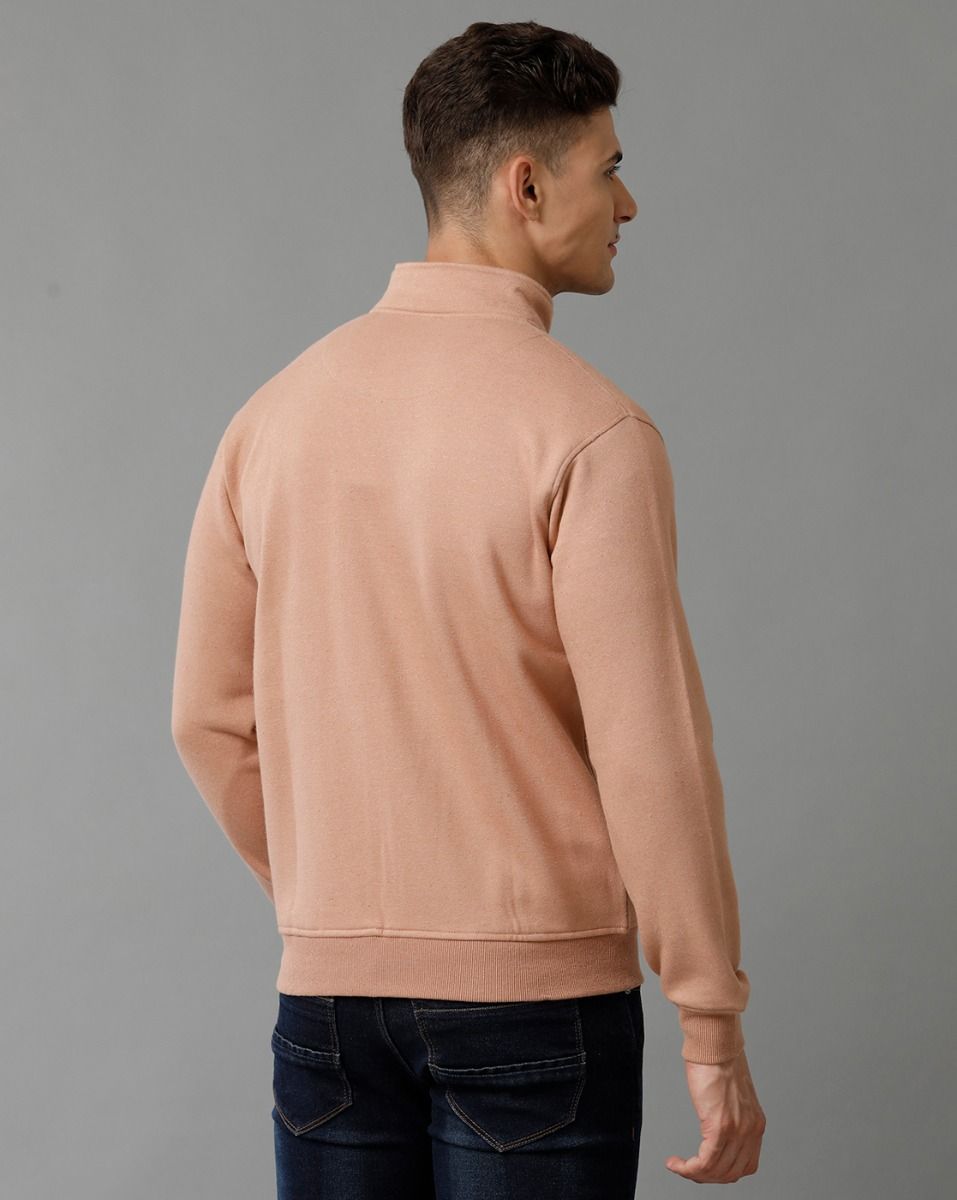 Cavallo By Linen Club Men's Knitted Cotton Linen PEACH Solid Sporty Knit Jacket