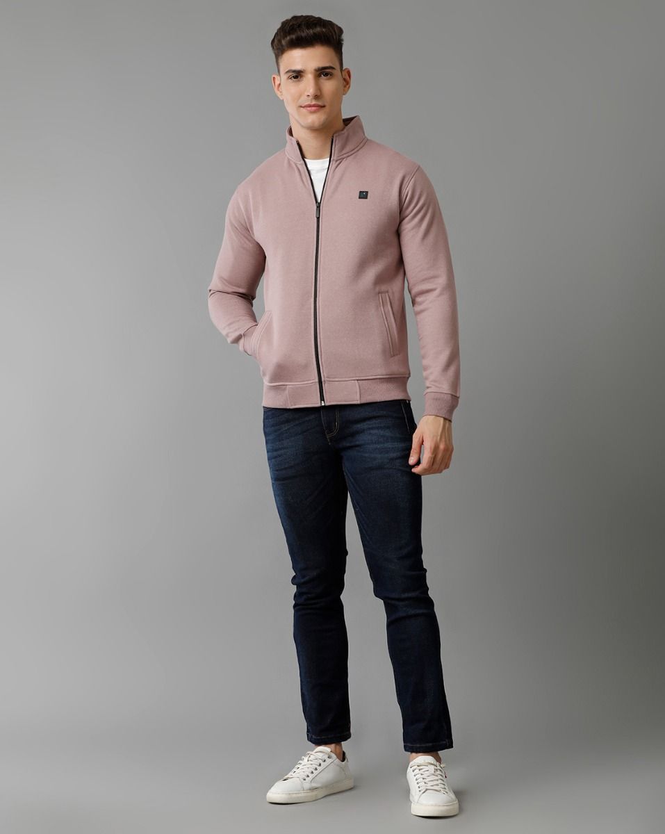 Cavallo By Linen Club Men's Knitted Cotton Linen PEACH Solid Sporty Knit Jacket