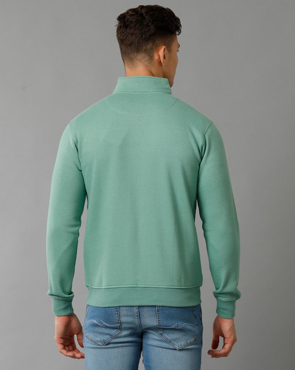 Cavallo By Linen Club Men's Knitted Cotton Linen Green Solid Sporty Knit Jacket