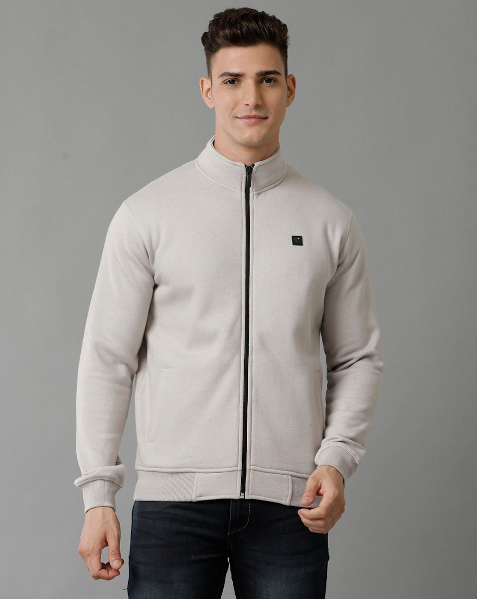 Men's Grey Solid Jacket