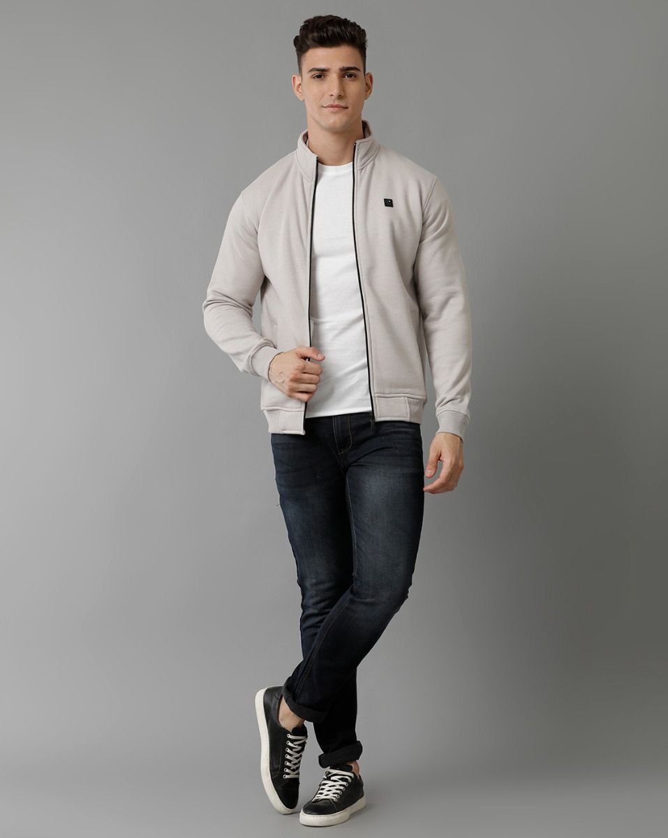 Men's Grey Solid Jacket