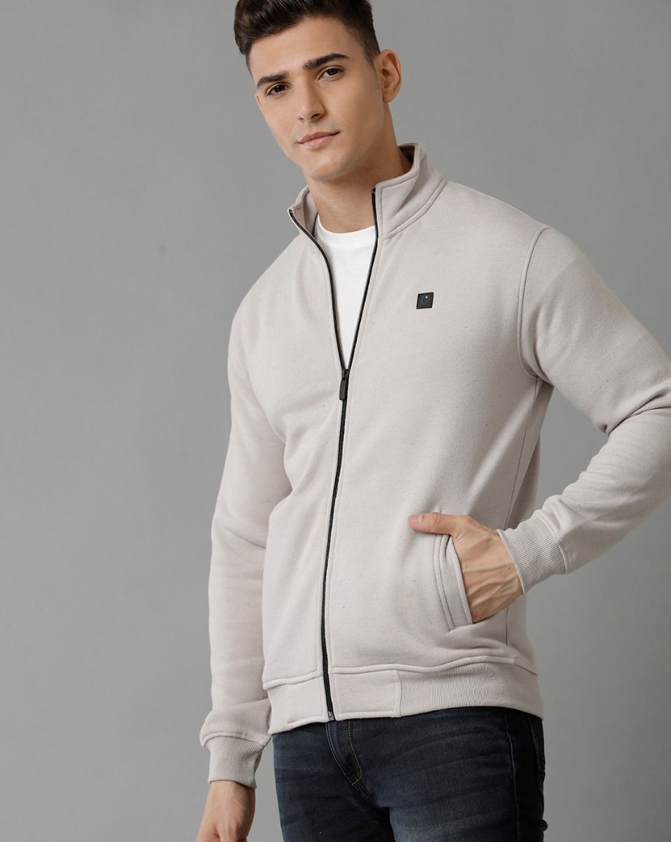 Men's Grey Solid Jacket