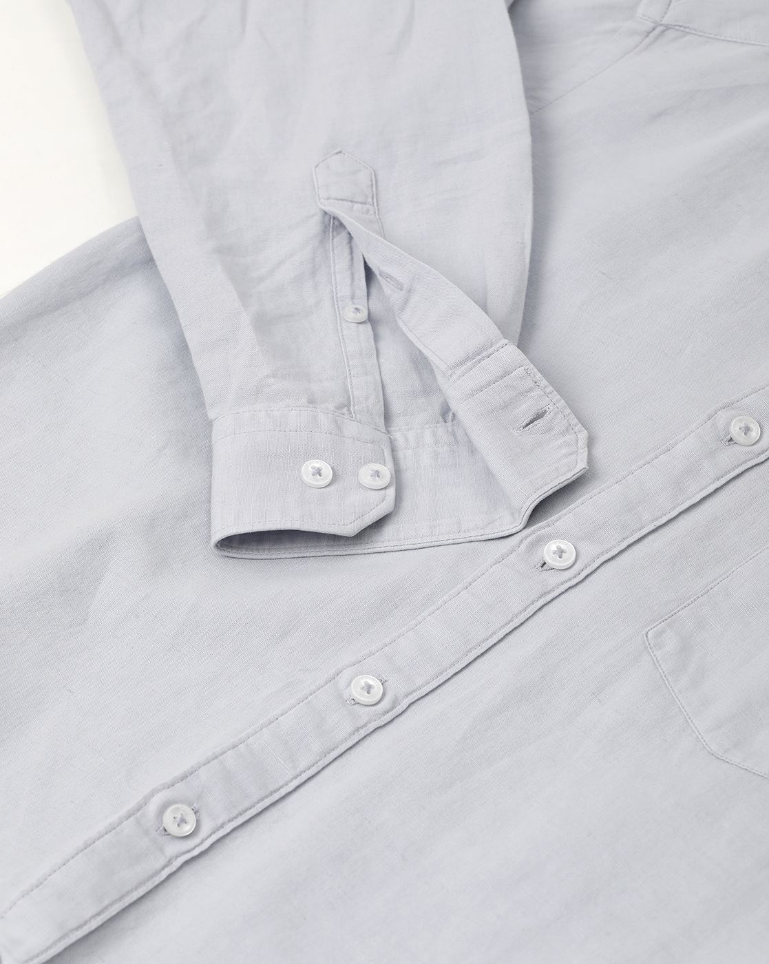 Men's Blended Linen Grey Solid Contemporary Fit Full Sleeve Casual Shirt