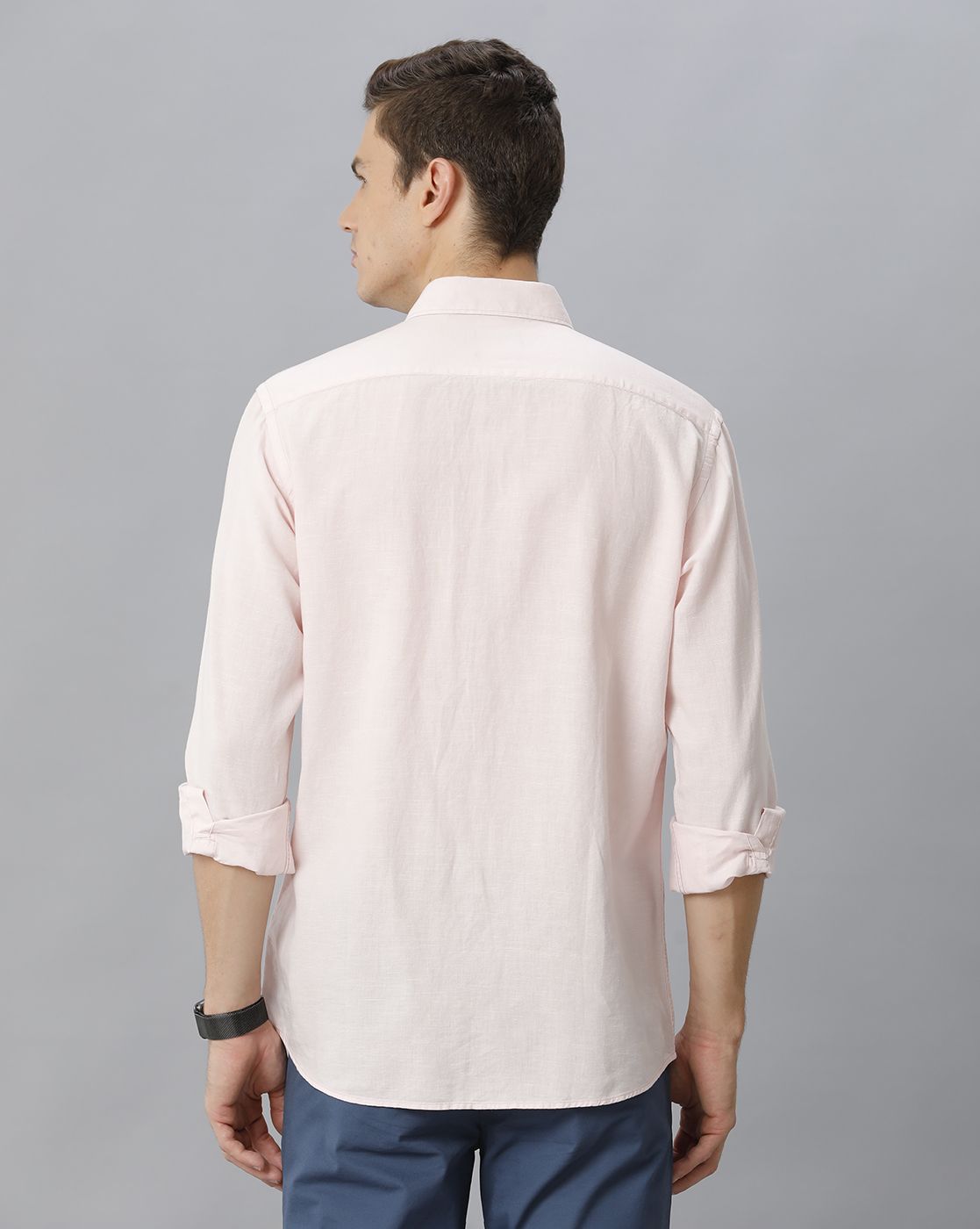 Cavallo By Linen Club Men's Cotton Linen Pink Solid Regular Fit Full Sleeve Casual Shirt