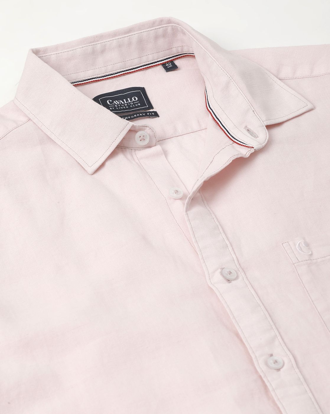 Cavallo By Linen Club Men's Cotton Linen Pink Solid Regular Fit Full Sleeve Casual Shirt