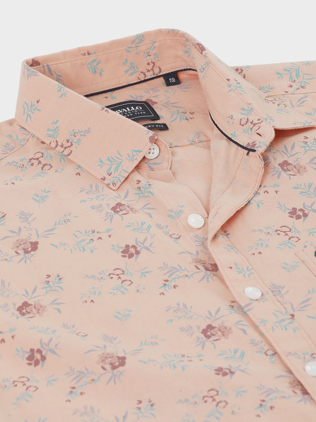 Men's Blended Linen Orange Printed Contemporary Fit Full Sleeve Sleeve Casual Shirt