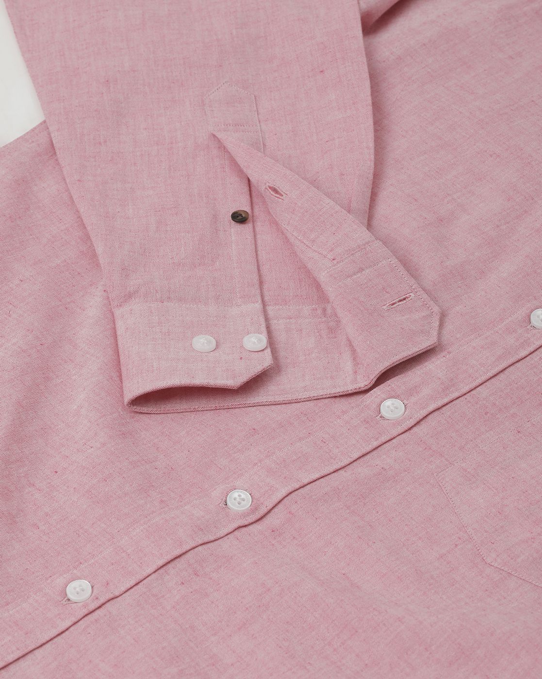 Men's Blended Linen Pink Solid Contemporary Fit Full Sleeve Sleeve Casual Shirt