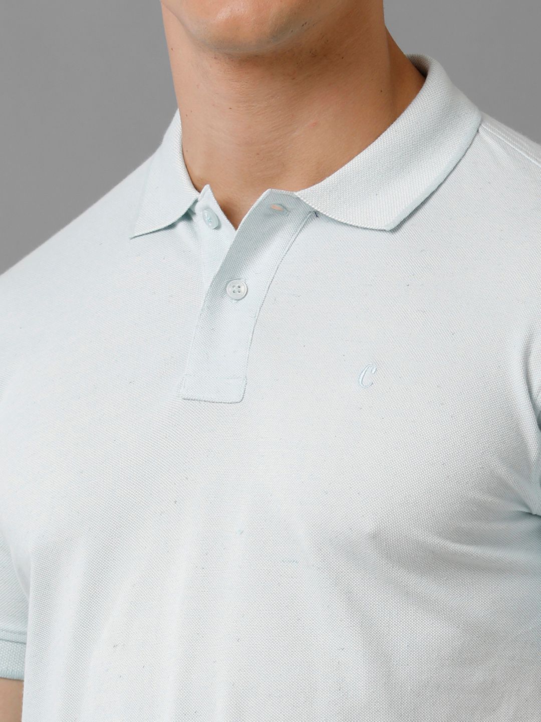 Cavallo by Linen Club Men's Linen Blend Ice Blue Solid Regular Fit Casual Tshirt COTHSD0011961