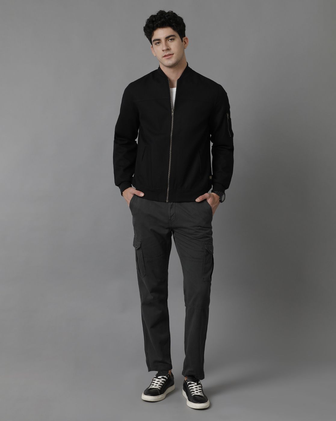 Linen Club Black Solid Full Sleeve All Season Linen Jacket for Men