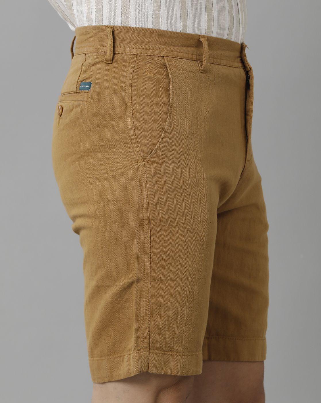 Linen Club Studio Men's Linen Brown Solid Slim Fit Shorts