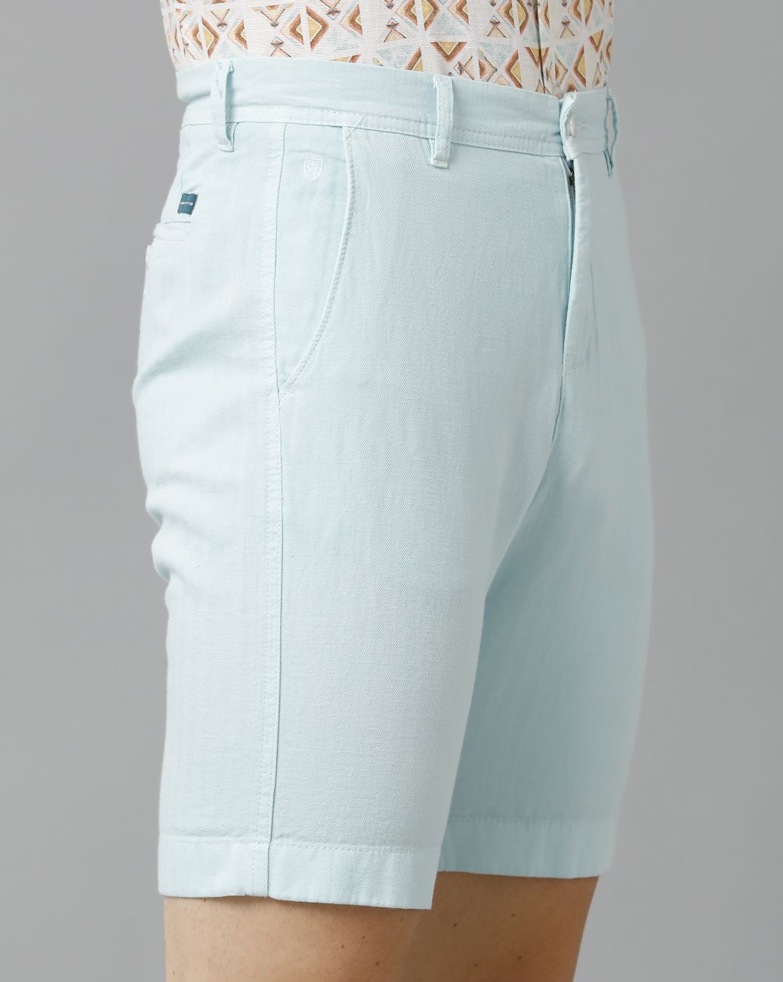 Linen Club Studio Men's Linen Turquoise Blue Solid Slim Fit Shorts