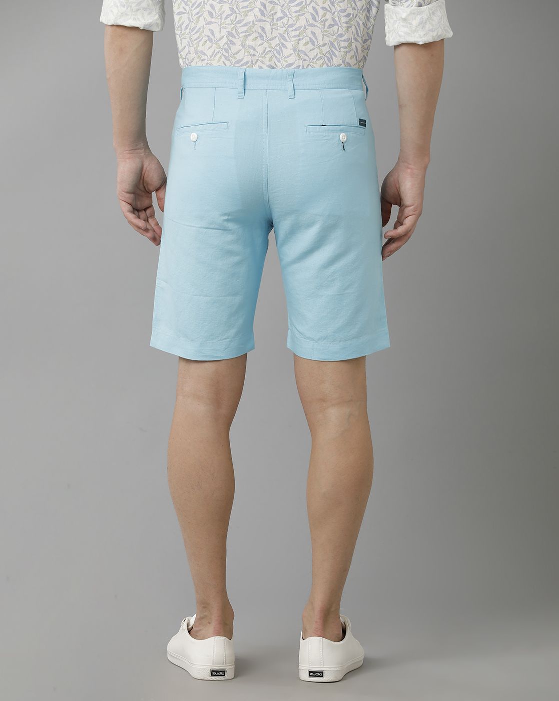 Linen Club Studio Men's Linen Blue Solid Slim Fit Shorts