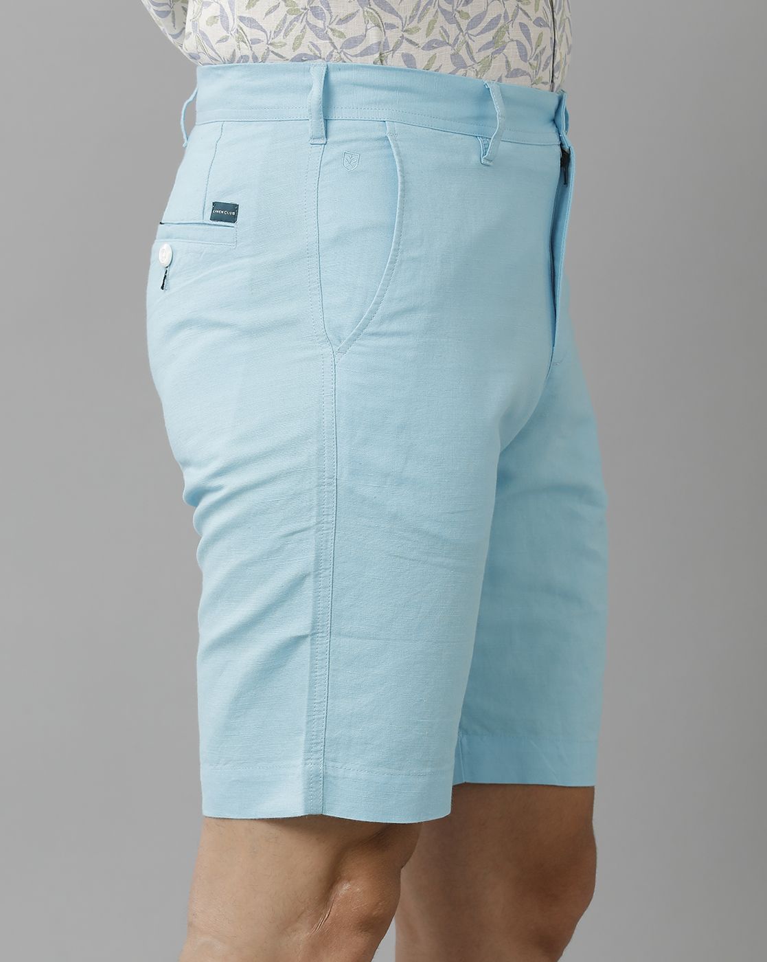 Linen Club Studio Men's Linen Blue Solid Slim Fit Shorts