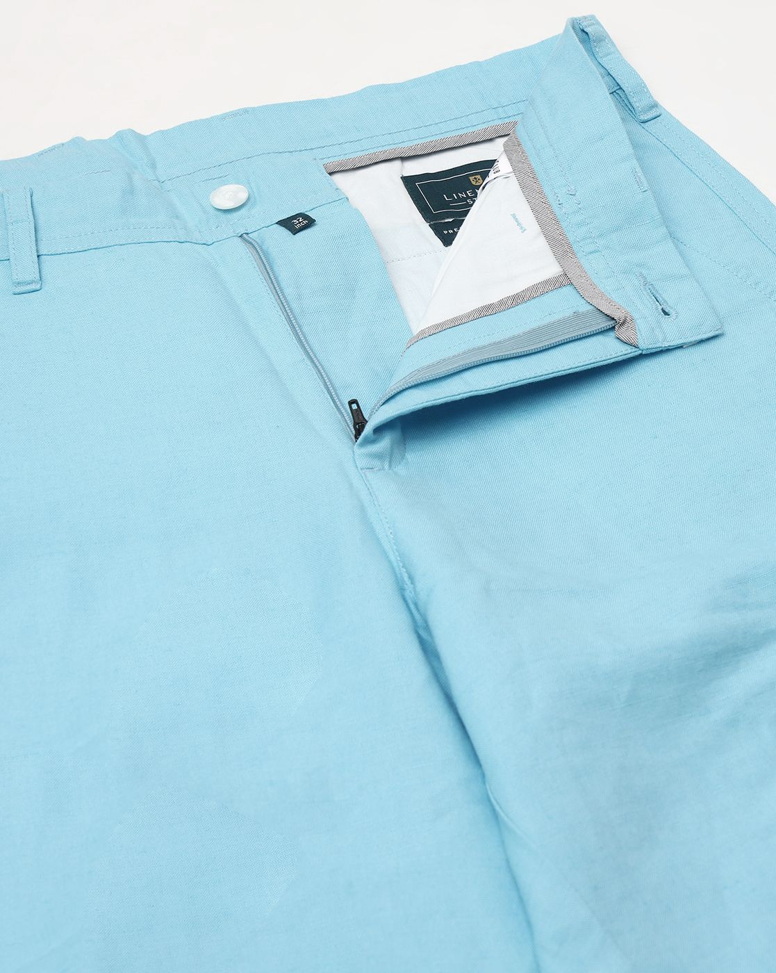 Linen Club Studio Men's Linen Blue Solid Slim Fit Shorts