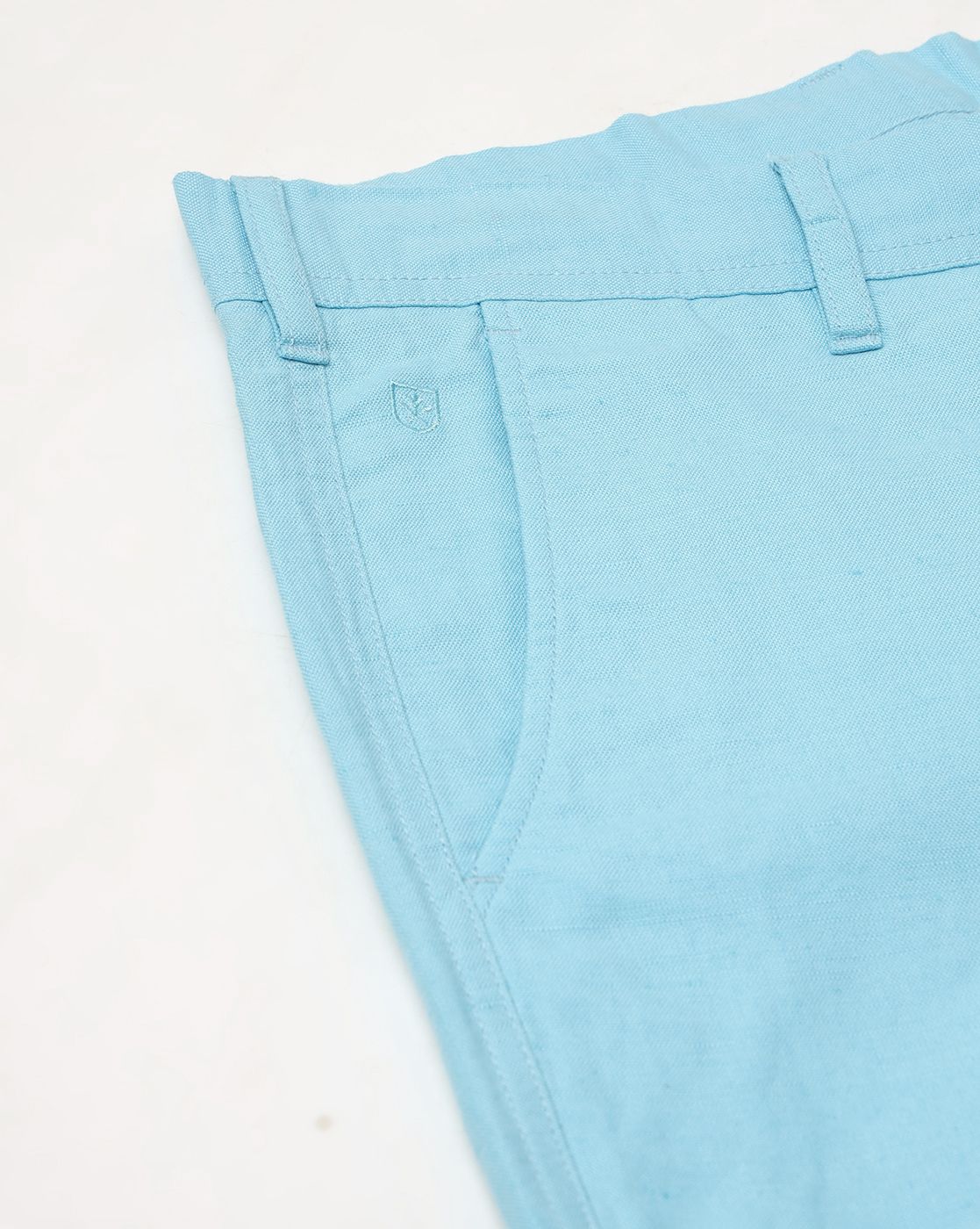 Linen Club Studio Men's Linen Blue Solid Slim Fit Shorts