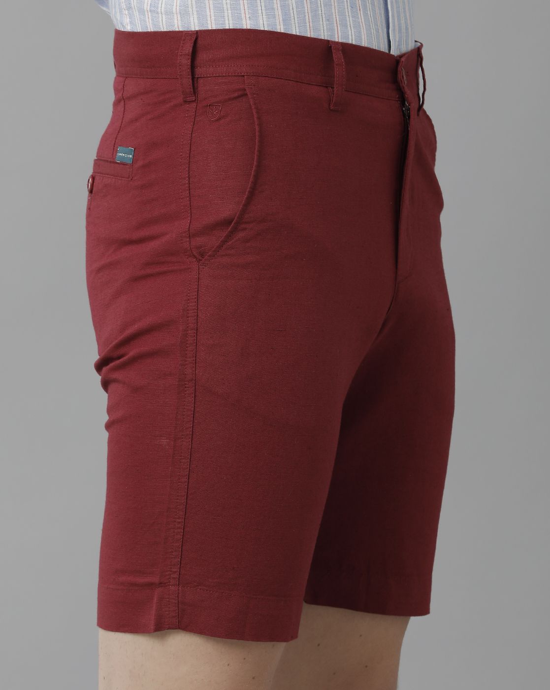 Linen Club Studio Men's Linen Red Solid Slim Fit Shorts