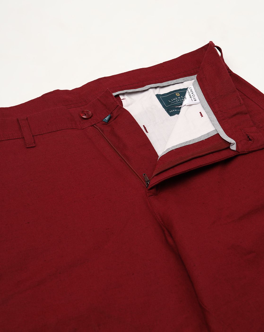 Linen Club Studio Men's Linen Red Solid Slim Fit Shorts