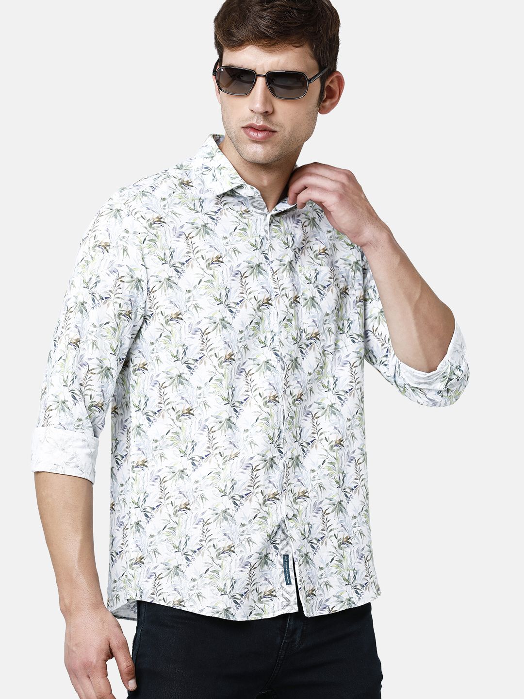 Linen Club Studio Men's Pure Linen Multicolor Printed Regular Fit Full Sleeve Casual Shirt