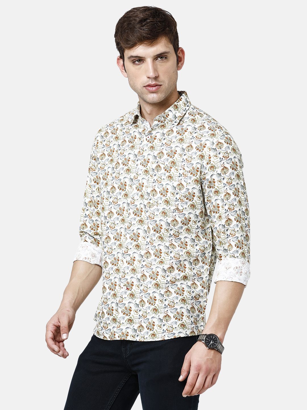 Linen Club Studio Men's Pure Linen Multicolor Printed Regular Fit Full Sleeve Casual Shirt