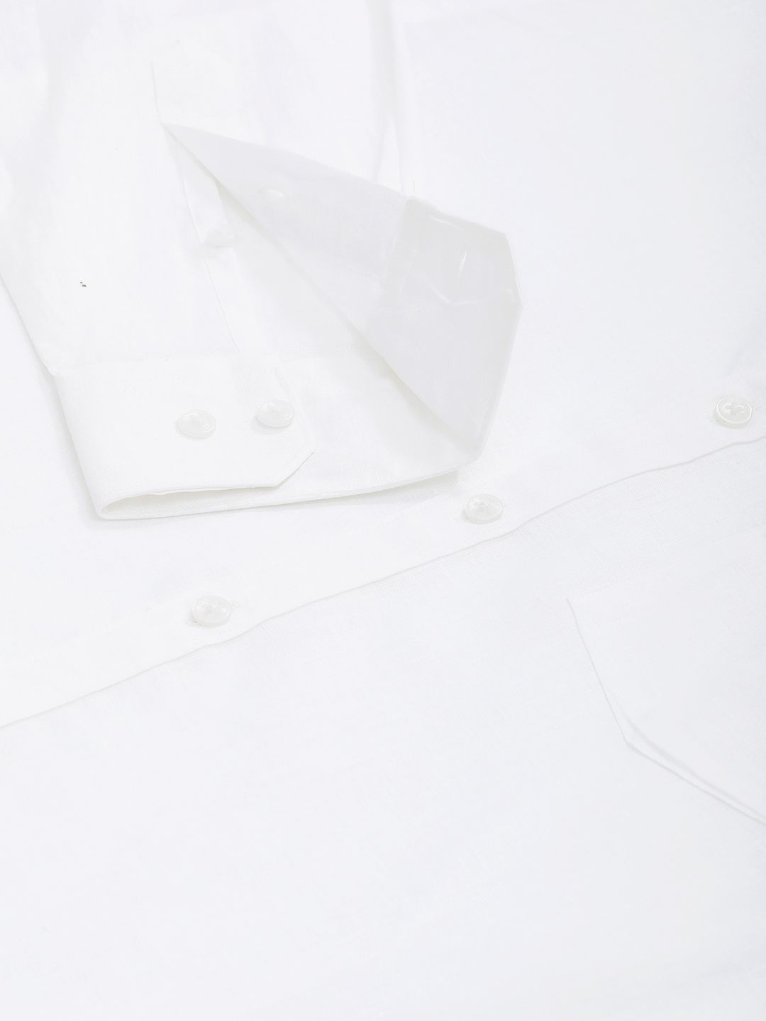 Men's Pure Linen White Solid Contemporary Fit Full Sleeve Sleeve Casual Shirt